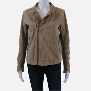 Buttery soft tan cropped biker suede jacket Size S-M